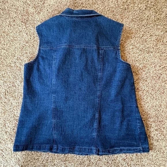 Crystal Fashions Women's Blue Denim Vest Size 14 Jean Embroidered Vtg Y2K Retro - Picture 10 of 14